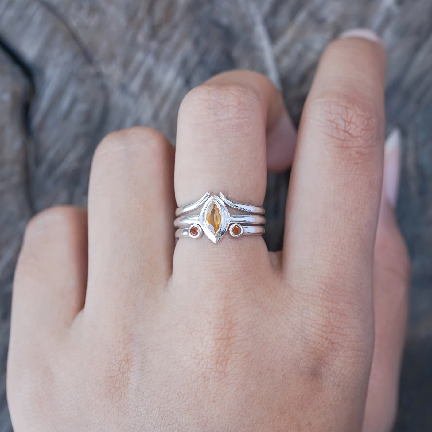 Stacking rings can make a bigger finger look skinnier and slimmer