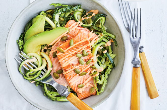 Seared Trout and Zucchini Salad with Pumpkin Seeds