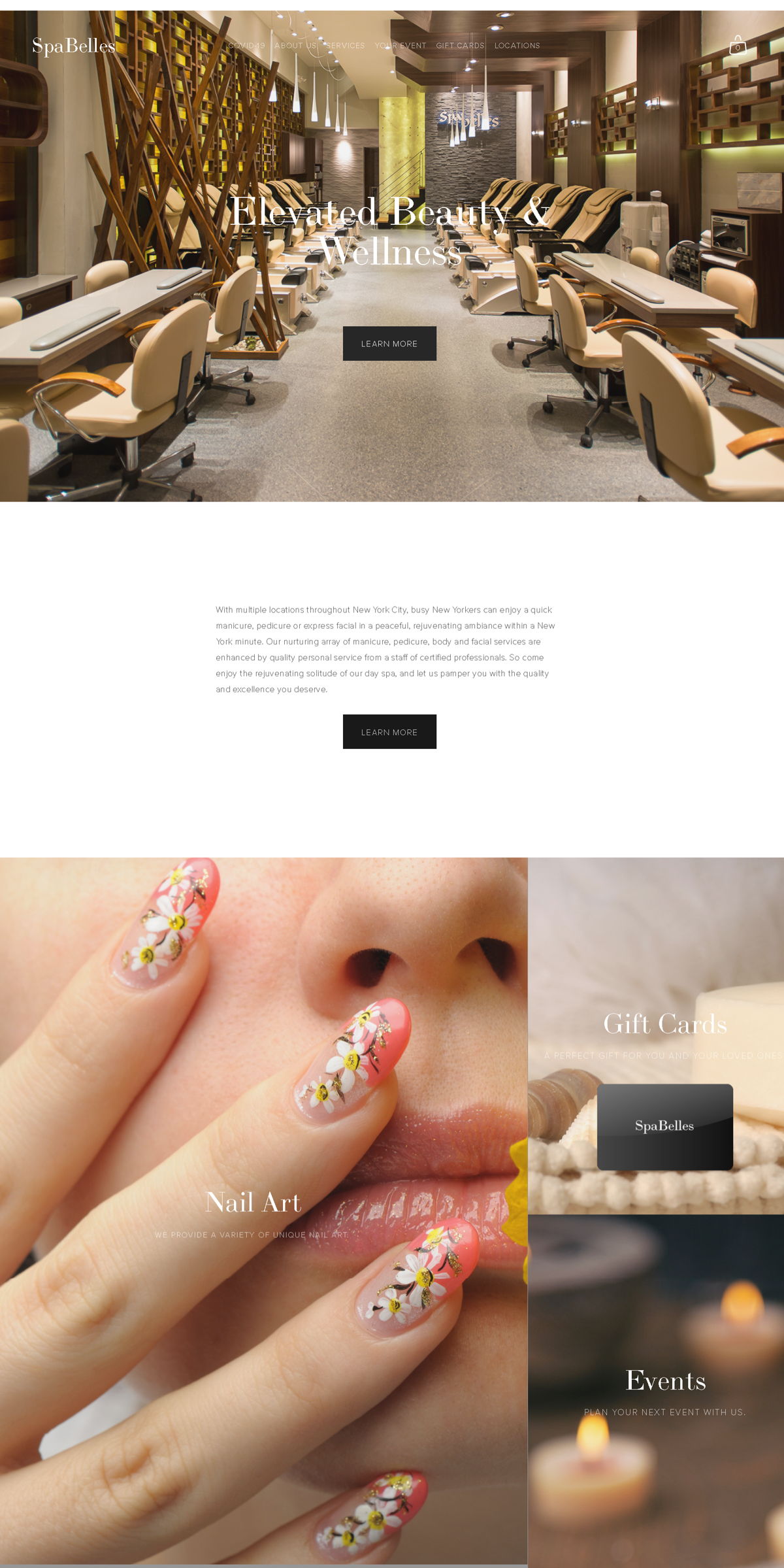 Screenshot of Spa Belles, from the homepage examples collection.