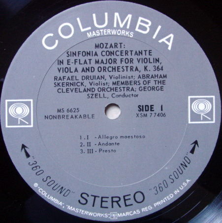 Columbia 2-EYE / DURIAN-SZELL, - Mozart Sinfonia Concer...