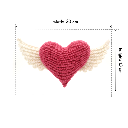 Herzen mit Flügeln, 3 Größen, Häkelanleitung, Amigurumi