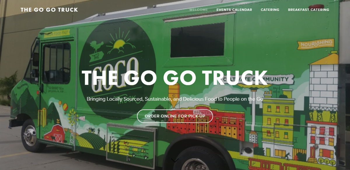 Screenshot of The Go Go Truck, from the food truck websites collection.