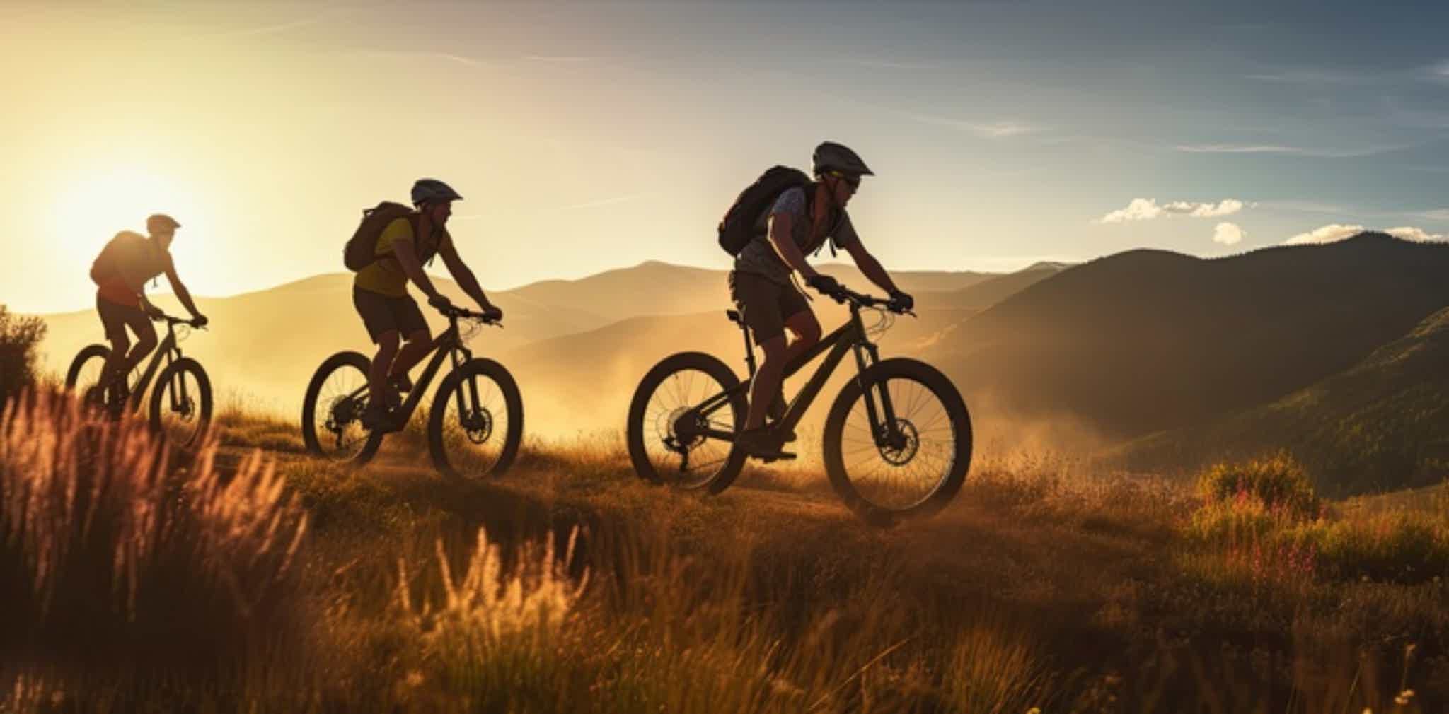 Imagen de recurso de un grupo de personas haciendo E-MTB.