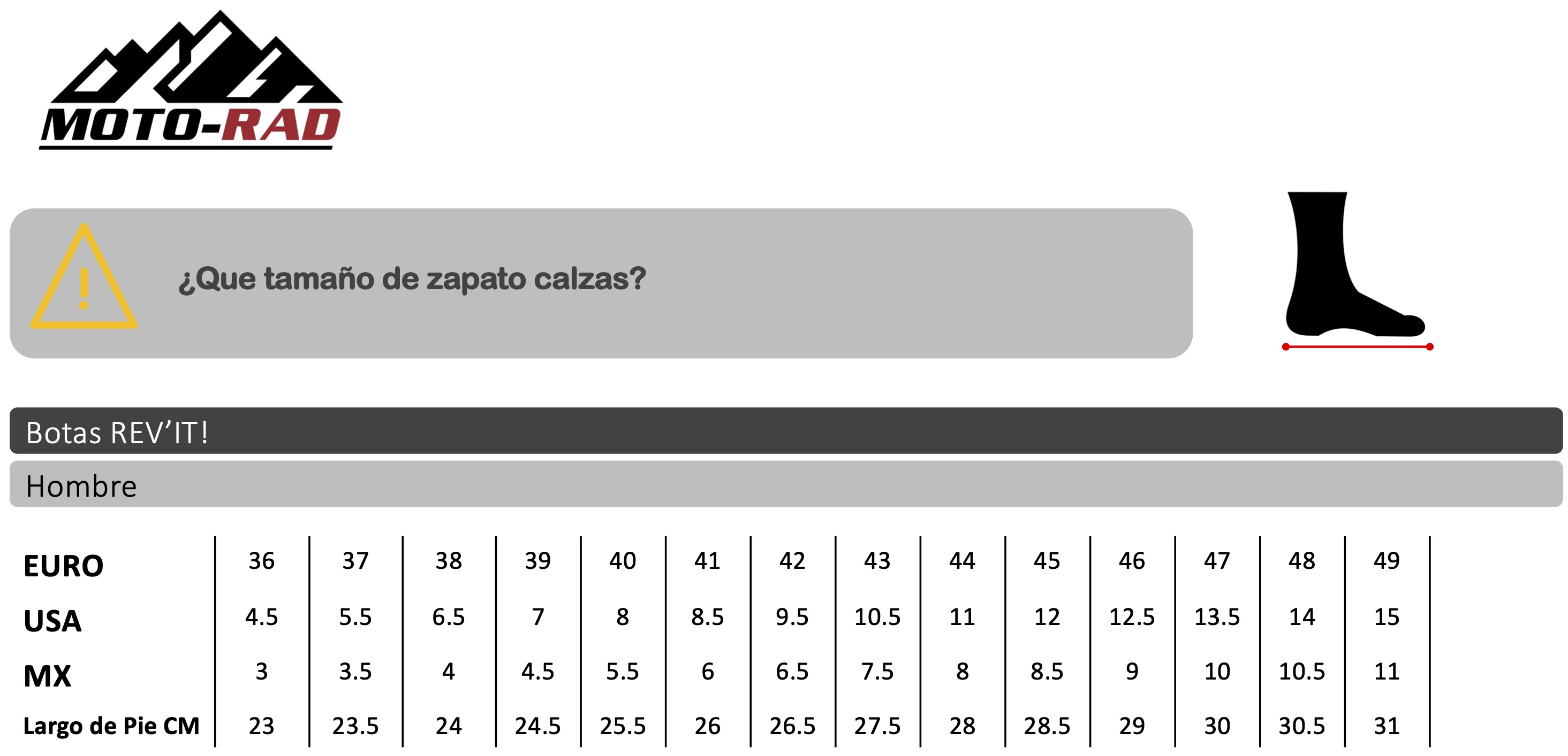 Guia de Tallas para Botas Revit