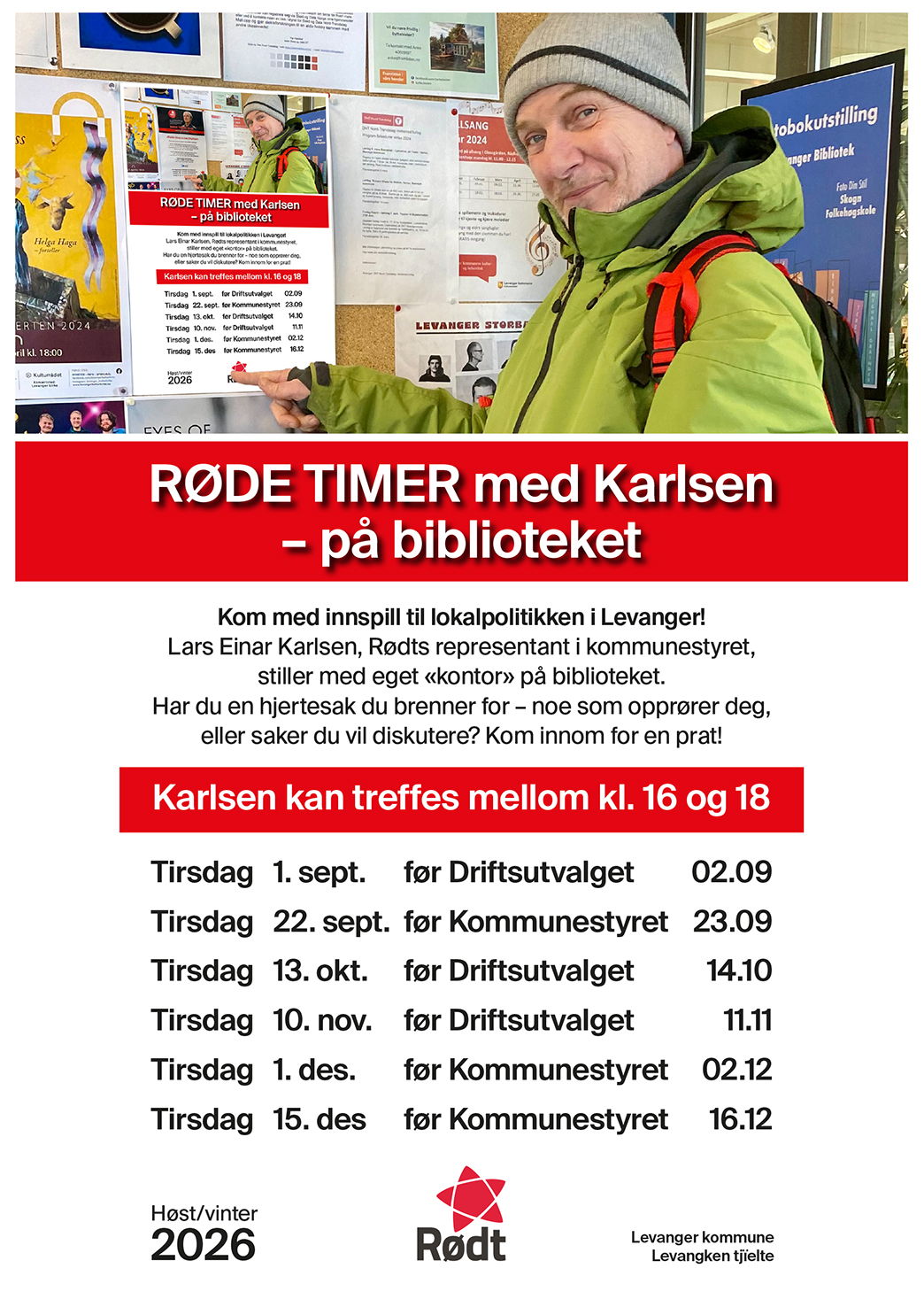 Plakat med alle datoer for arr.