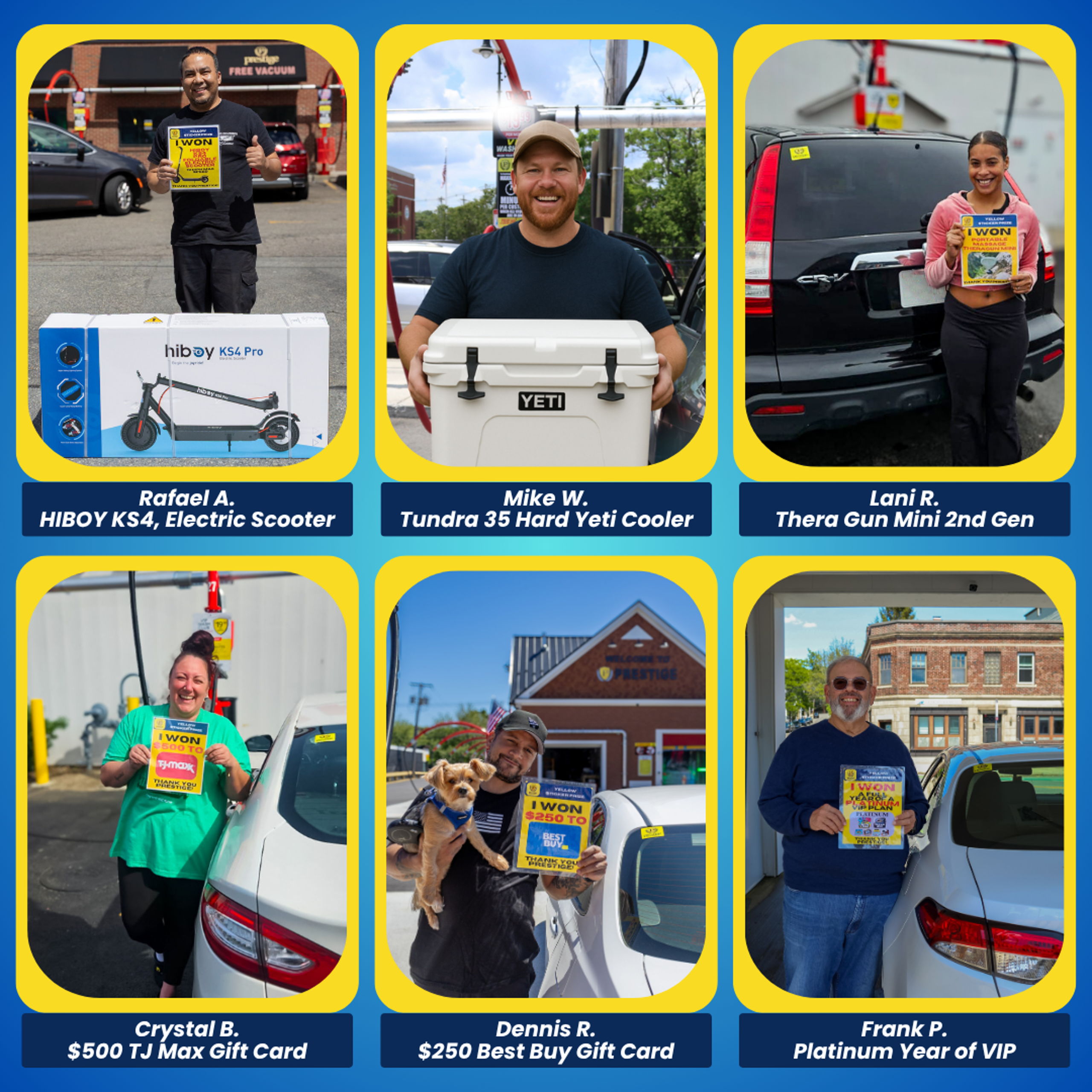 Previous Prestige Loyalty Lottery winners with their prizes (collage 1 of 5)