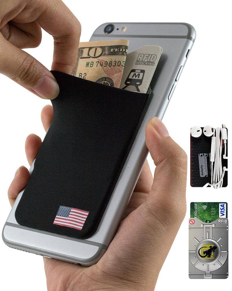 Gecko Magnetic Wallet Universal Magsafe For Any Phone - Double Card Pocket For Back Of Phone - Use With IPhone 12 13 Mini Pro - Extra Adhesive Magnetic Ring Included (2 Pack - Double Single - View #3