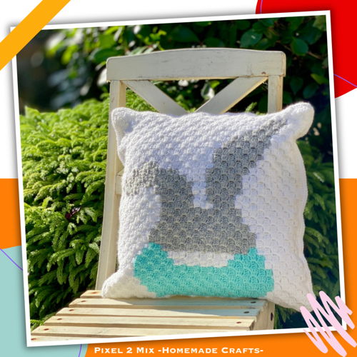 Ricky - The Bunny Pillow Cover - Corner to Corner C2C Crochet