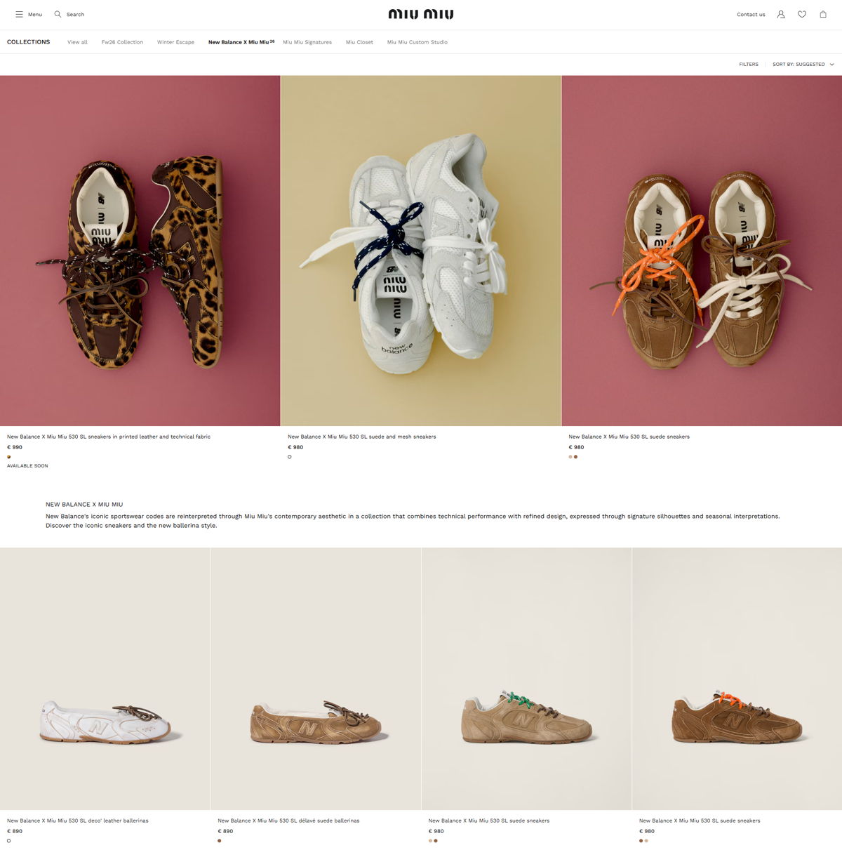 Screenshot of miu miu, from the cool websites collection.