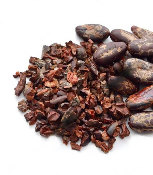 Raw Criollo cacao nibs.