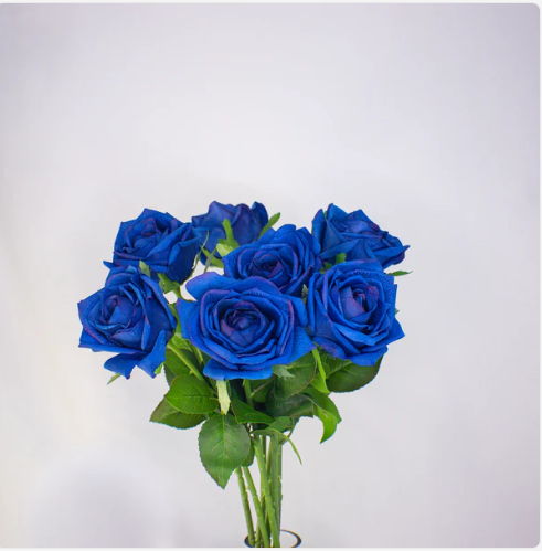 Dark Blue Large Real Touch Rose - Realistic Artificial Flowers - Image 2