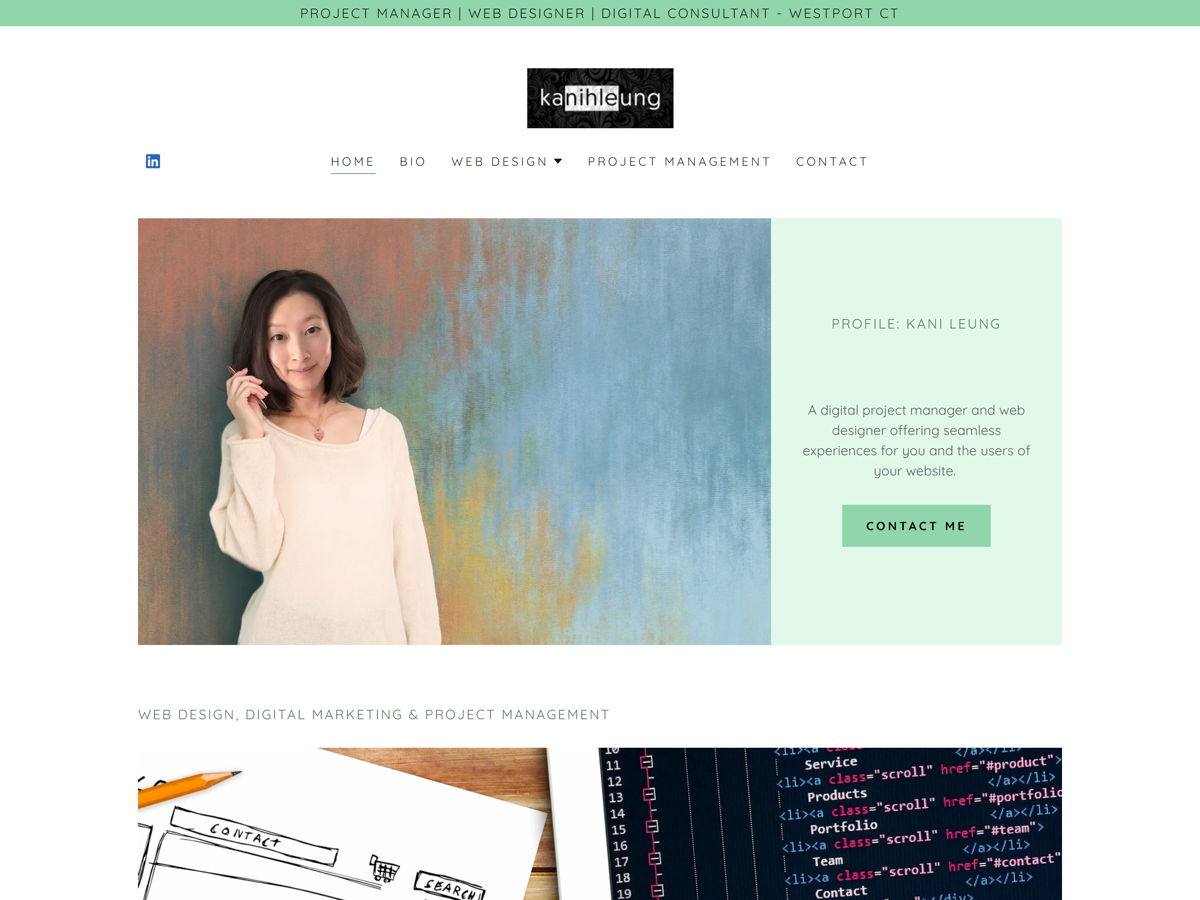 Screenshot of Kani Leung, from the designer & developer portfolios collection.