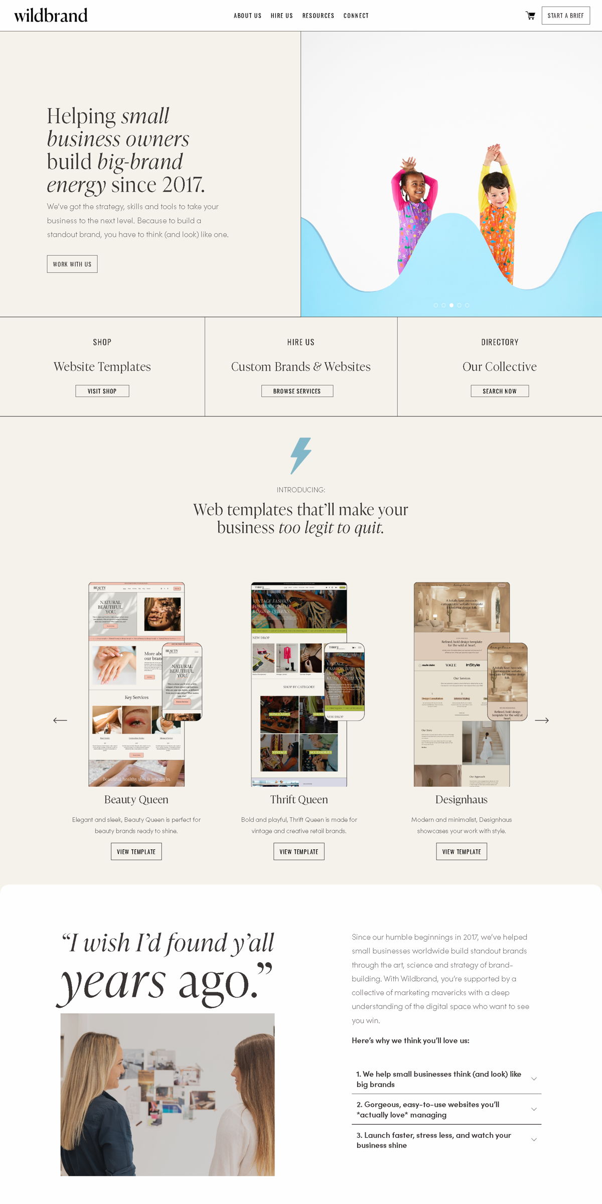 Screenshot of Wildbrand, from the homepage examples collection.