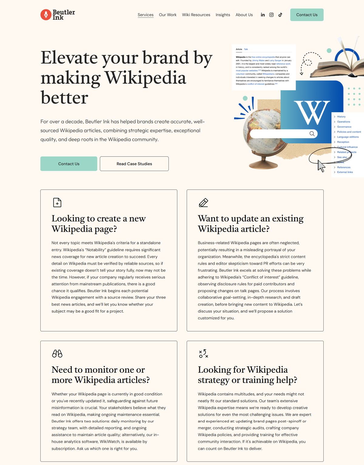 Screenshot of Beutler Ink , from the service page design examples collection.