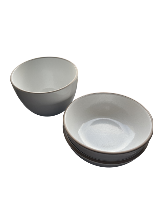 SET: 2 Cereal Bowls + 1 Deep Serving Bowl in Opaque White