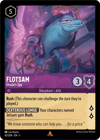 Flotsam card from Disney's Lorcana: The First Chapter.