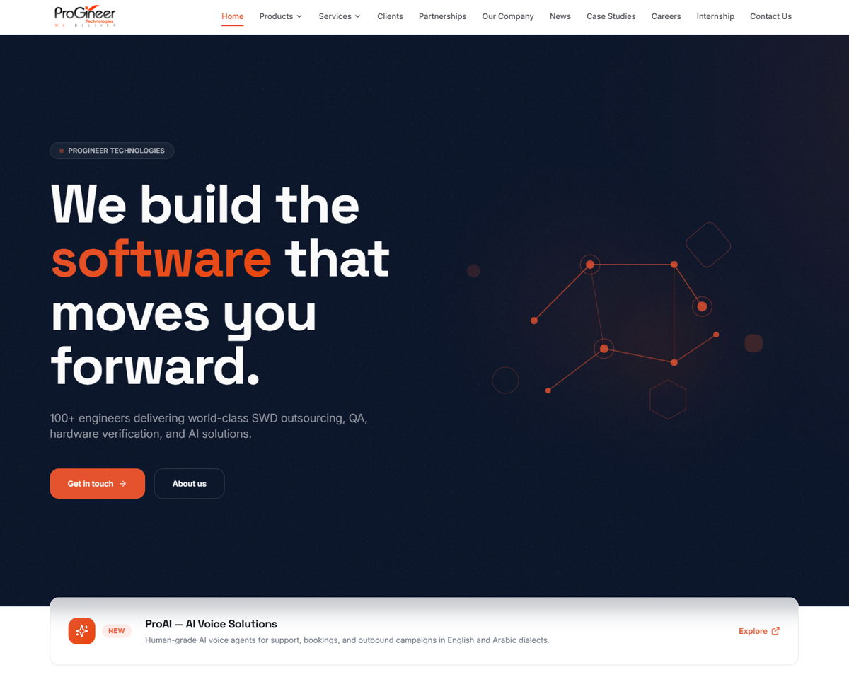 Screenshot of ProGineer Technologies, from the lovable websites collection.