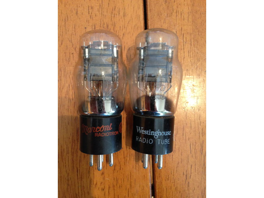 Marconi 45 triode black plates test NOS matched tube pair