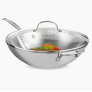 Cuisinart 14-Inch Stir-Fry Pan, Helper Handle and Glass Cover, Chef's Classic Stainless Steel, 726-38H