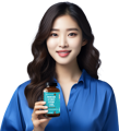 Beautiful lady holding a bottle of Magnesium Glycinate Singapore