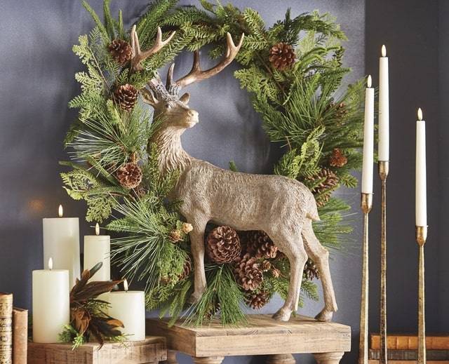 raz imports artificial wreath with real touch greenery and pinecones