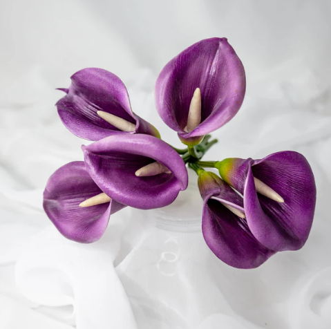 Purple Buttonhole Calla Lily - Realistic Artificial Flowers - Image 3