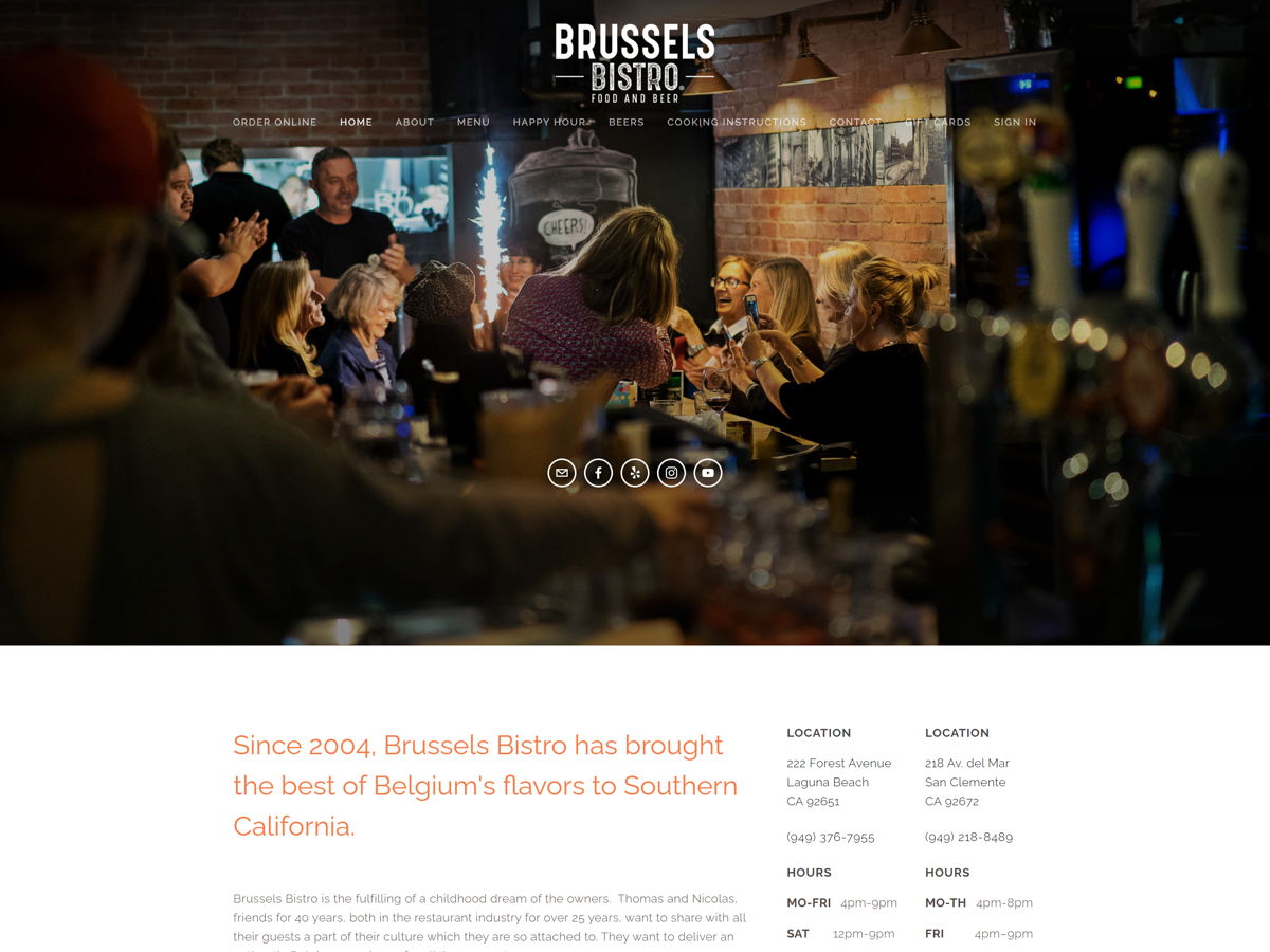 Screenshot of Brussels Bistro, from the food websites collection.