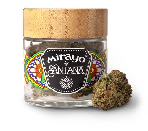 image of Mirayo CBD cannabis jar and flower