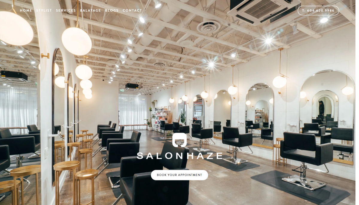 Screenshot of Salon Haze, from the hair stylist portfolios collection.