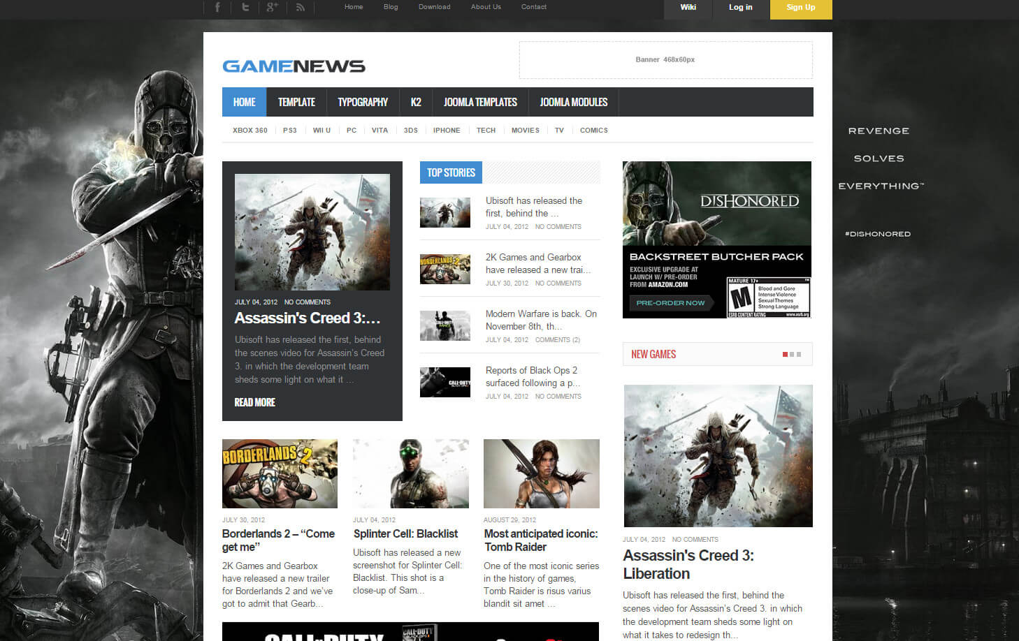Game News - шаблон для CMS Joomla