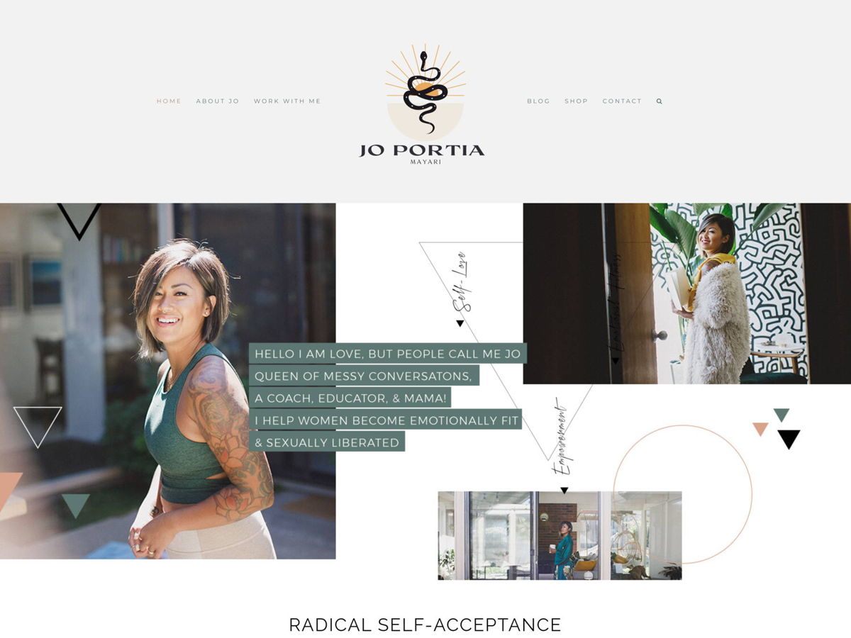 Screenshot of Go Fit Jo, from the squarespace blog examples collection.
