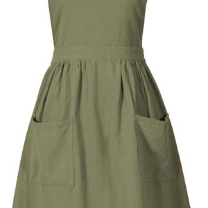 Cotton Linen Pinafore Apron Dress for Women with Pockets Cute Art Chef Aprons for Kitchen Baking Gardening Painting