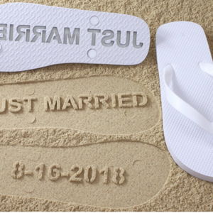 Just Married Date Custom Sand Imprint Flip Flops Available in 140 Color Combinations - Etsy