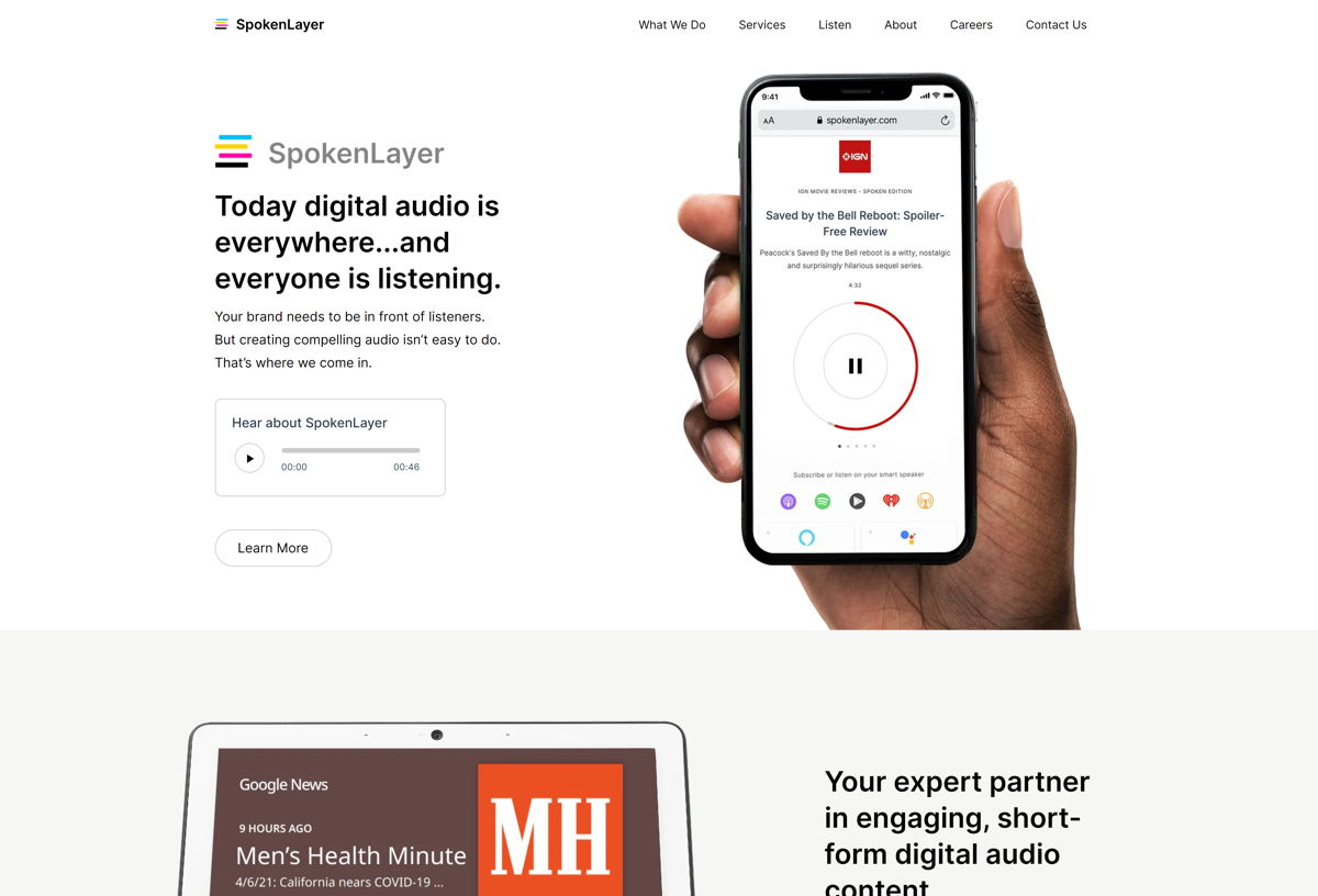 Screenshot of Spoken Layer, from the squarespace websites  collection.