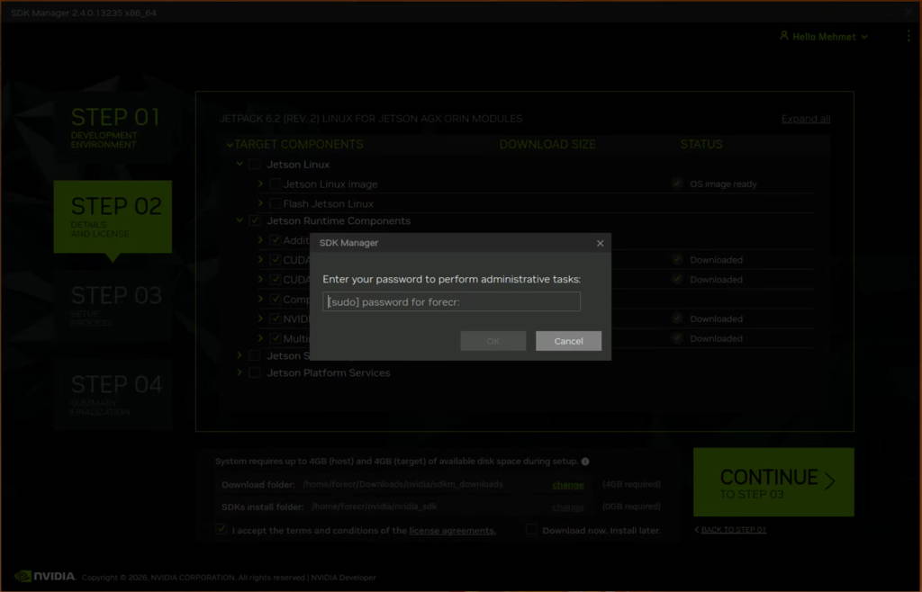 SDK Manager step-2 password