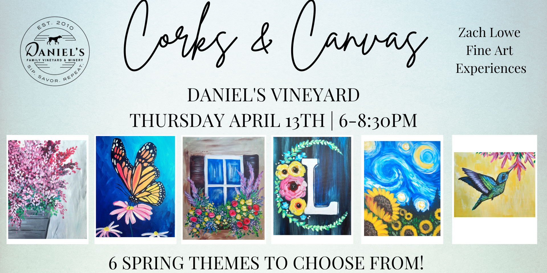 Corks & Canvas at Daniel's Vineyard promotional image