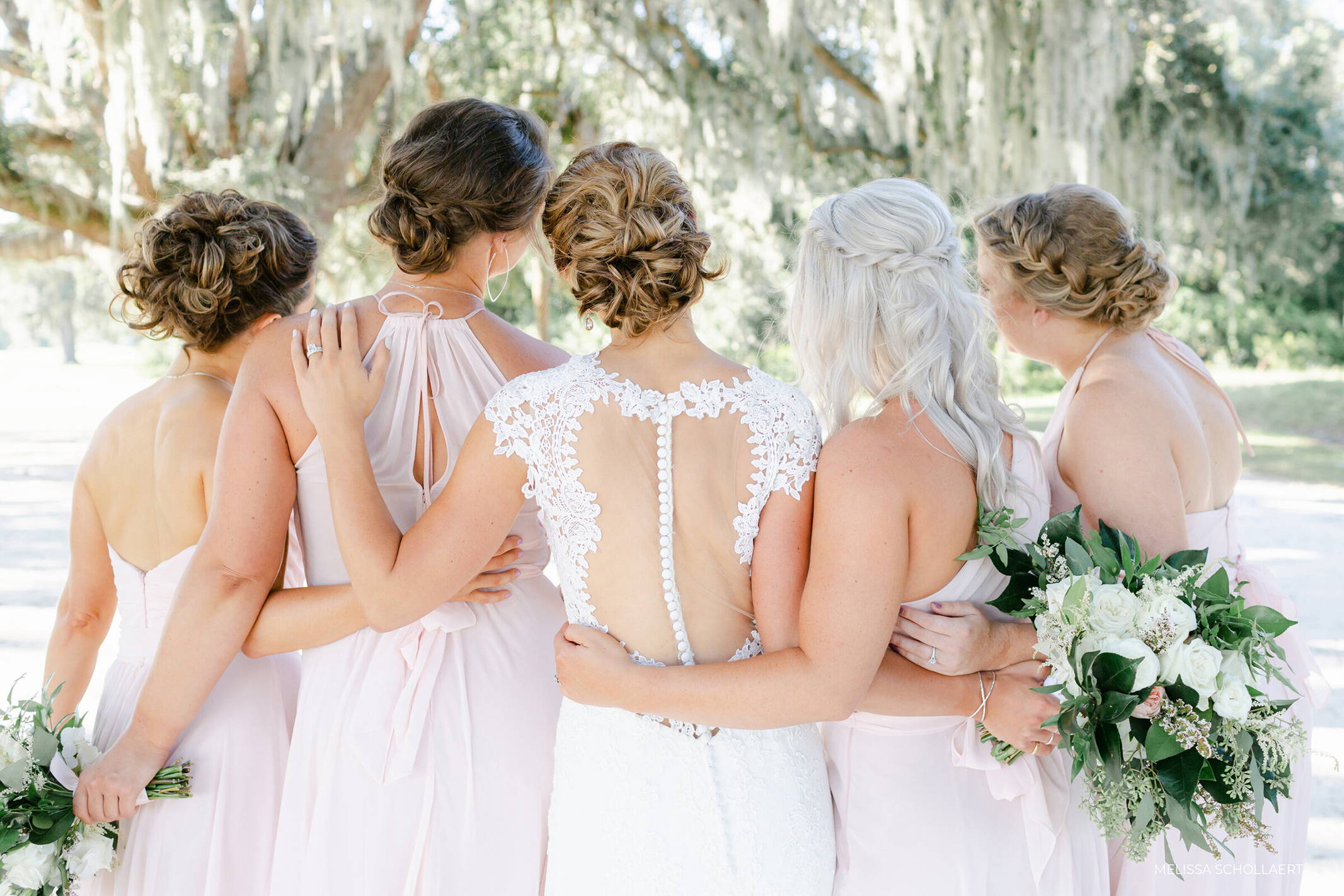 REFINED I Bridesmaids Together Back View