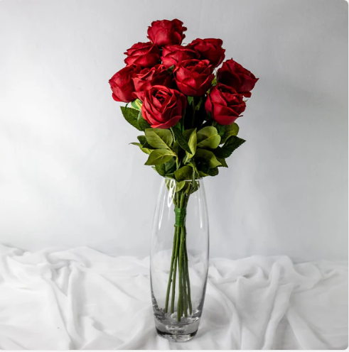 Red David Austin Real Touch Open Bud Rose - Realistic Artificial Flowers - Image 2