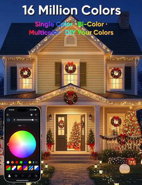 Ollny's 640 leds 262ft clear cable warm white/multi-color string lights are super long