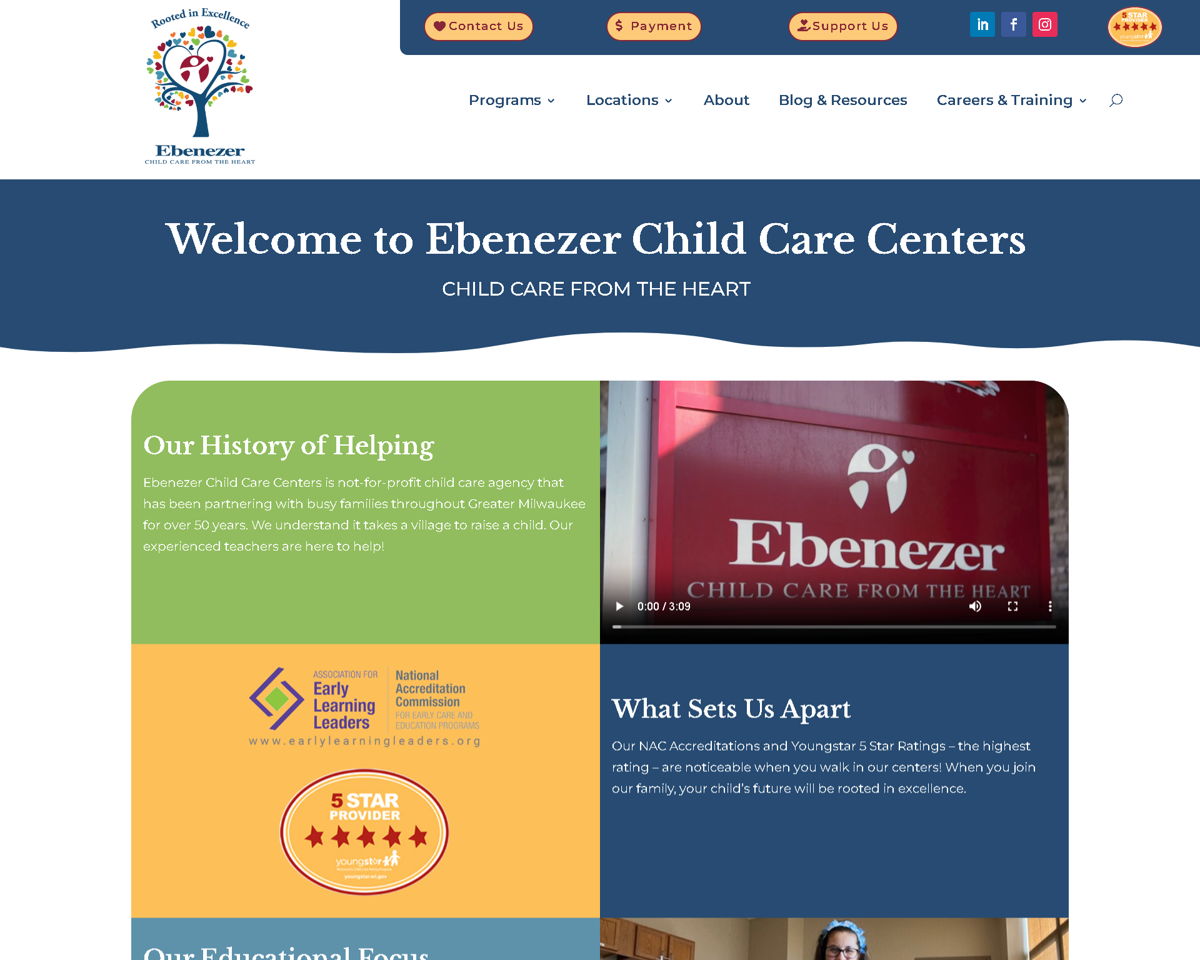 Screenshot of Ebenezer Child Care, from the blue websites collection.