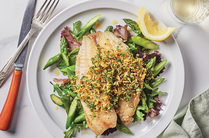 Seared Tilapia with Crunchy Asparagus Salad