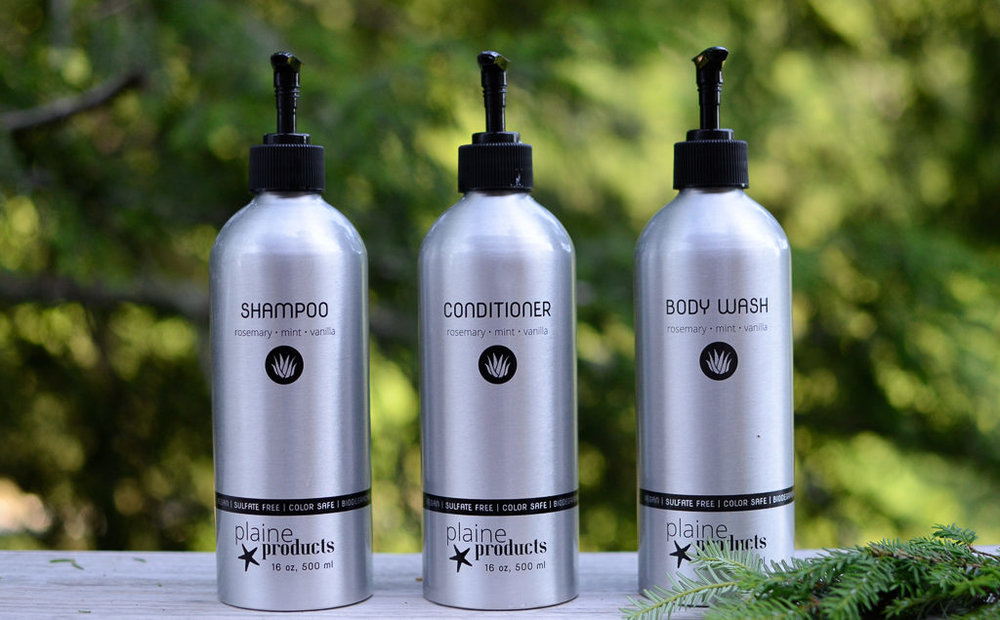 Eco Friendly Shampoo and Conditioner Rosemary, Mint, Vanilla Sulfate Free, 16 oz (Refillable Bottles with Pumps)
