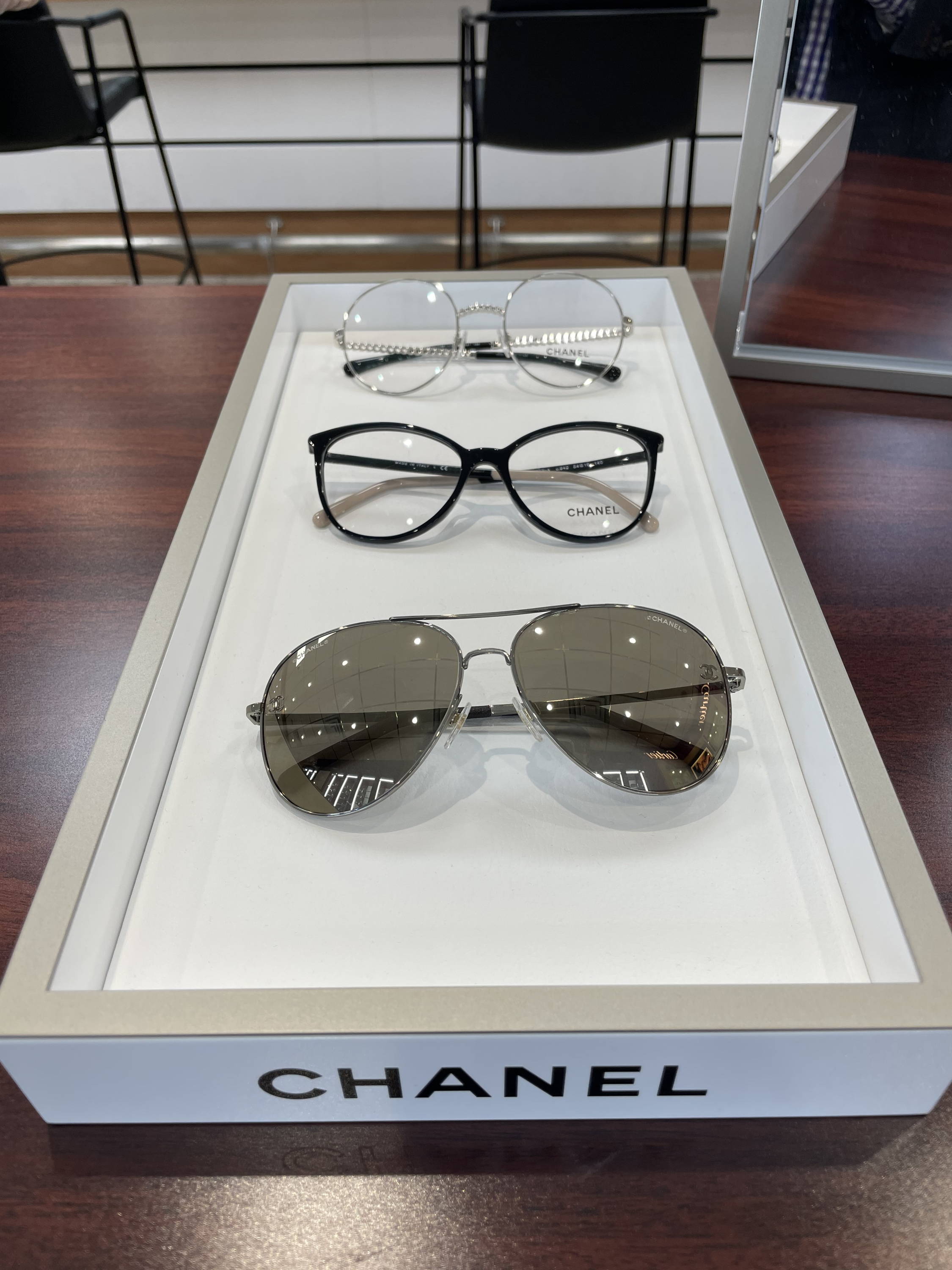 Chanel Mother of Pearl CC Rectangular Sunglasses (SHF-CyHPiX) – LuxeDH