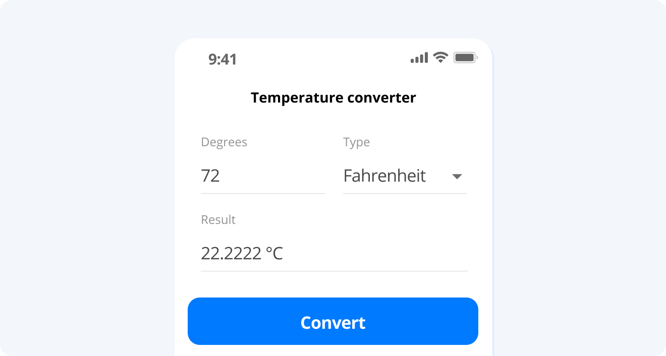 Temperature converter mobile app project demo