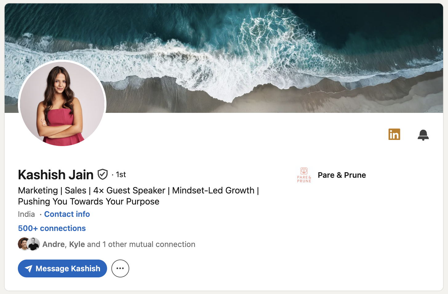 Kashish Jain's LinkedIn Profile