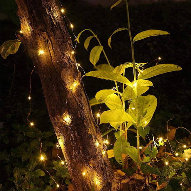 Solar fairy lights for outdoor powered by solar power, use with remote control. Warm LED light solar fairy lights.