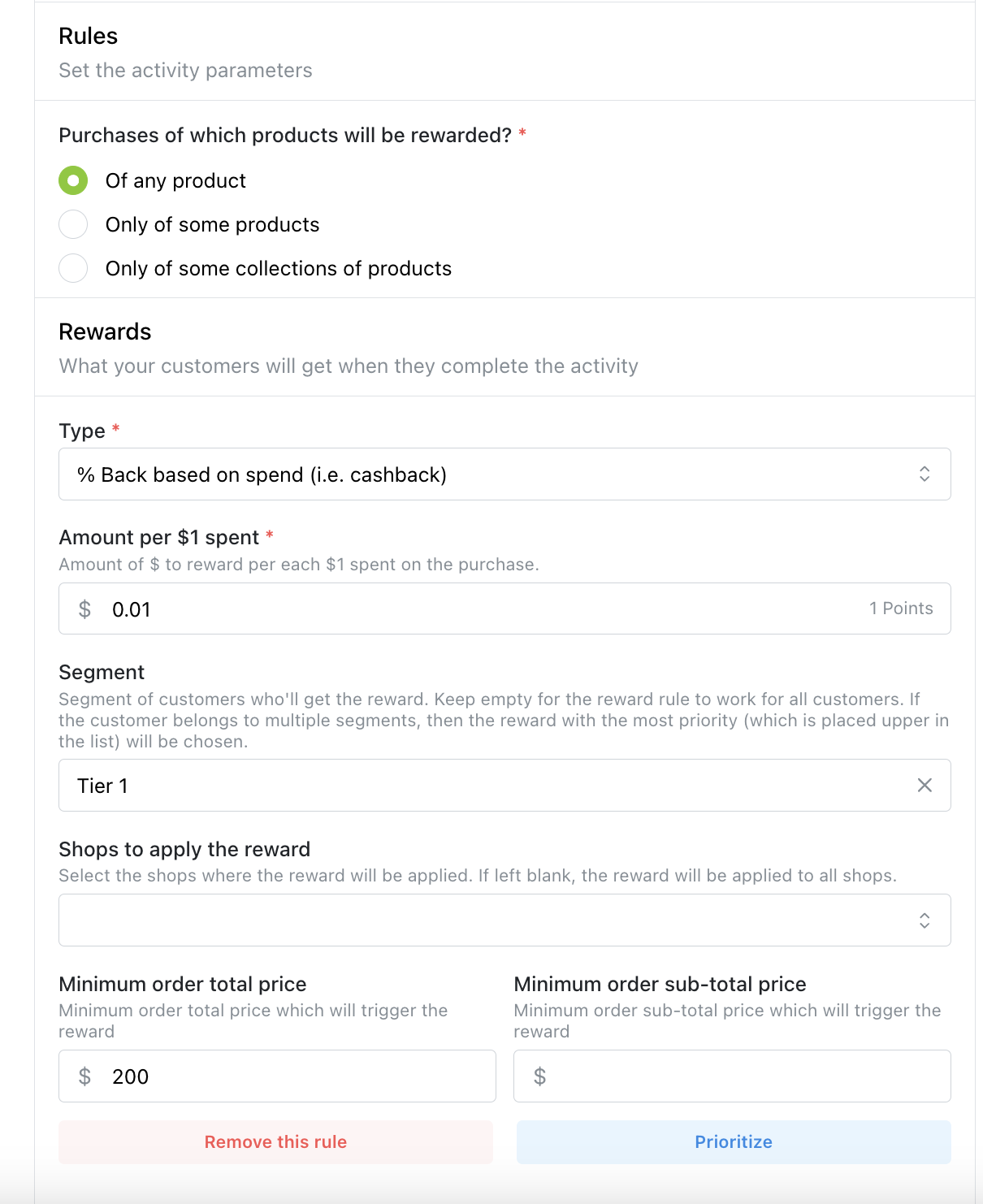 How to create a percentage Cashback Reward for your loyalty tiers