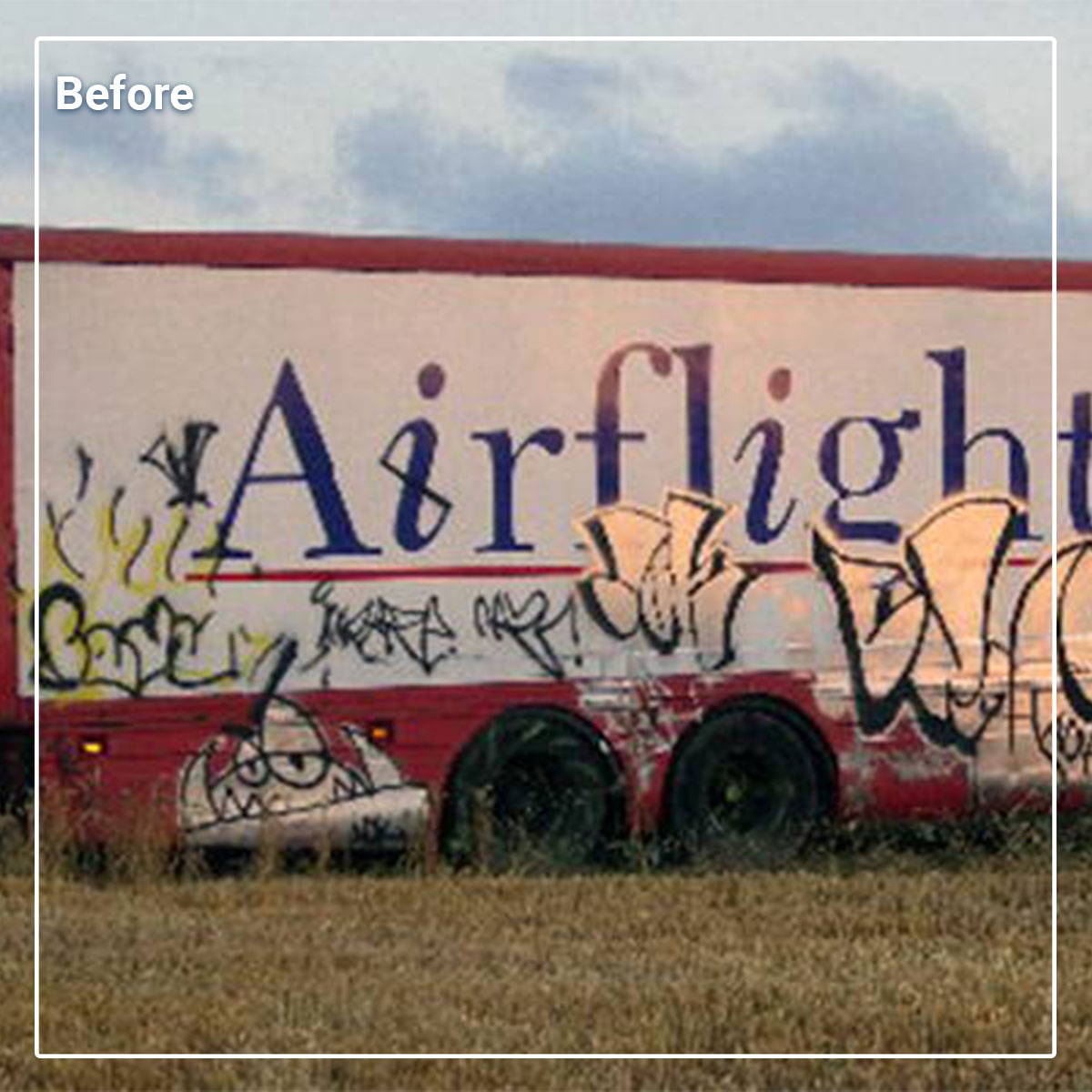 removing graffiti from trailer
