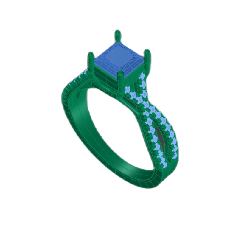 Cad file of a twist diamond engagement ring