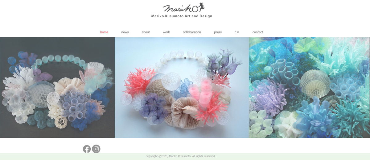 Screenshot of Mariko Kusumoto, from the wix portfolio website examples collection.